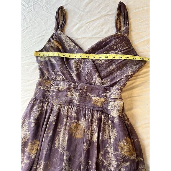 To The Max Silk Dress Purple Floral SZ Med Fairycore Wedding Guest Fall Autumn - Picture 5 of 10